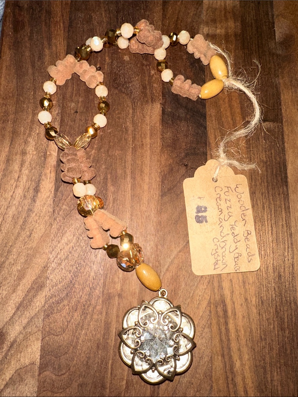 Golden Hour Storyteller HangCharm (crystal and wooden beads,teddy beads)